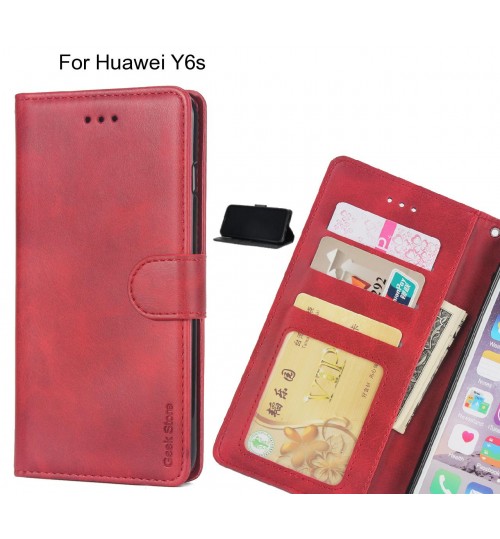 Huawei Y6s Case Executive Leather Wallet Case - Red