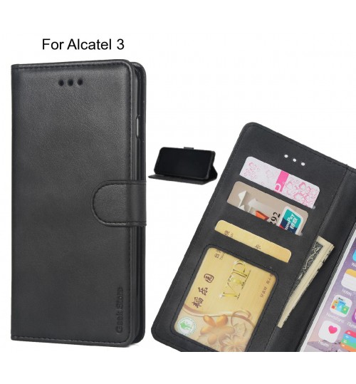 Alcatel 3 Case Executive Leather Wallet Case - Black