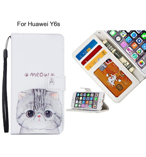 Huawei Y6s case 3 card leather wallet case printed ID