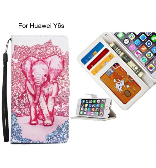 Huawei Y6s case 3 card leather wallet case printed ID