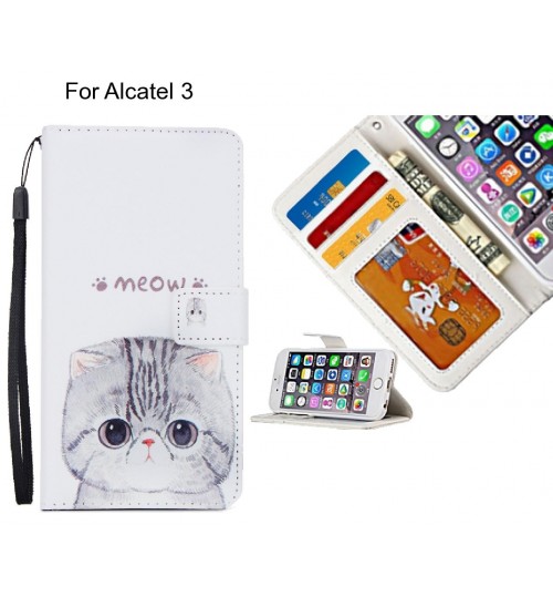 Alcatel 3 case 3 card leather wallet case printed ID