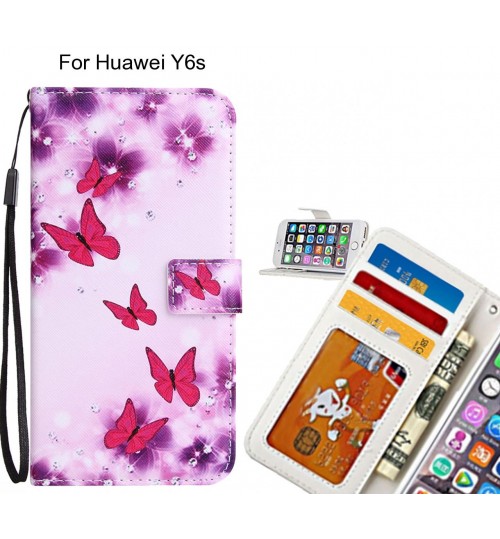 Huawei Y6s case 3 card leather wallet case printed ID