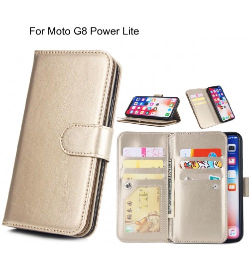 Moto G8 Power Lite Case triple wallet leather case 9 card slots