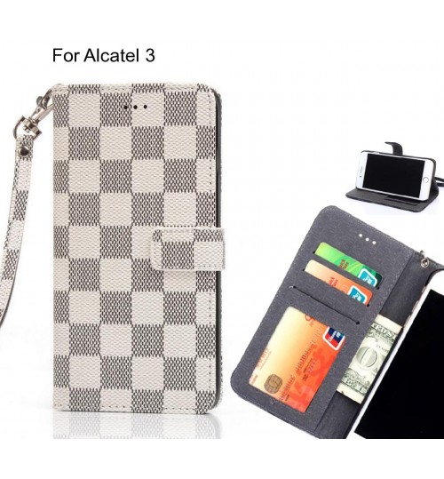 Alcatel 3 Case Grid Wallet Leather Case - White