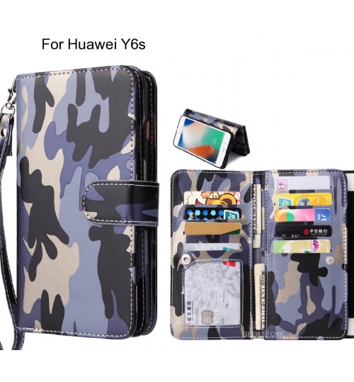 Huawei Y6s Case Camouflage Wallet Leather Case - Grey