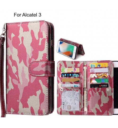 Alcatel 3 Case Camouflage Wallet Leather Case - Pink