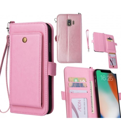 Galaxy J2 Core Case Retro Leather Wallet Case - Pink