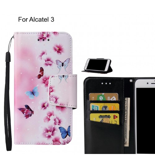 Alcatel 3 Case wallet fine leather case printed