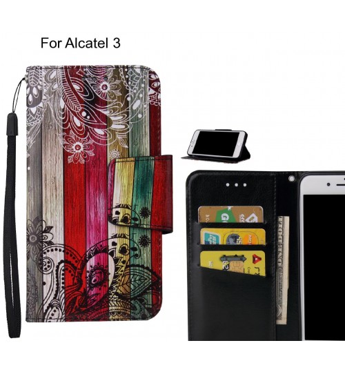 Alcatel 3 Case wallet fine leather case printed