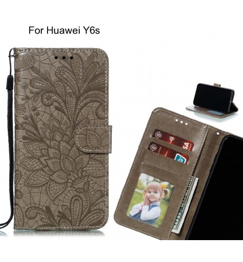 Huawei Y6s Case Embossed Wallet Slot Case - Grey