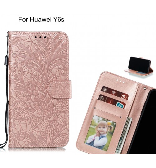 Huawei Y6s Case Embossed Wallet Slot Case - Rose Gold