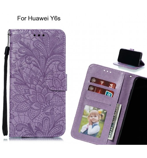 Huawei Y6s Case Embossed Wallet Slot Case - Purple