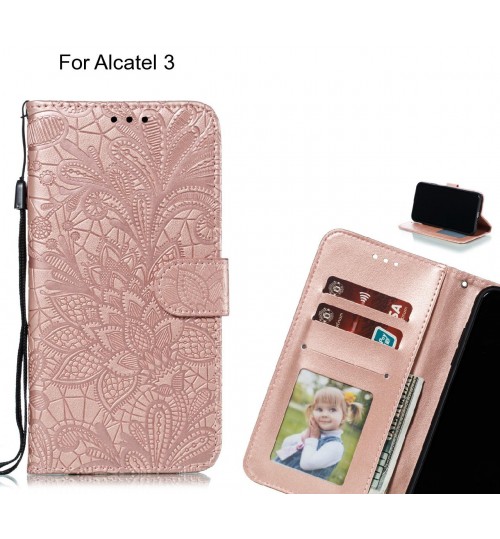 Alcatel 3 Case Embossed Wallet Slot Case - Rose Gold