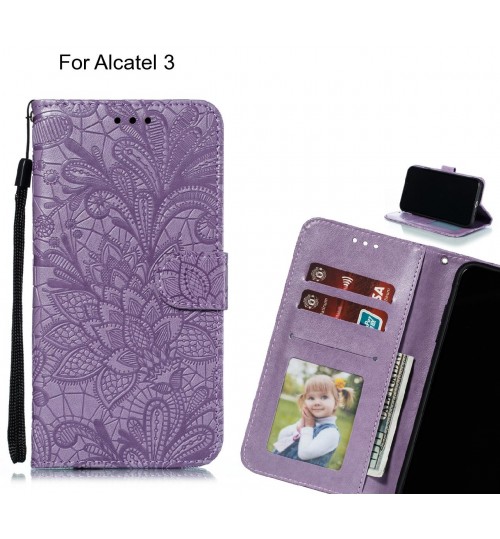 Alcatel 3 Case Embossed Wallet Slot Case - Purple