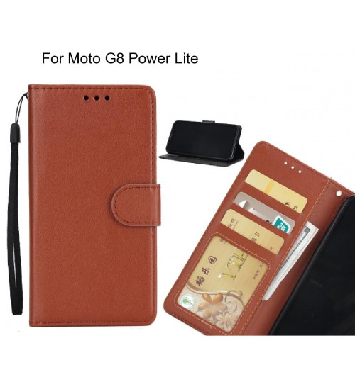 Moto G8 Power Lite  case Silk Texture Leather Wallet Case