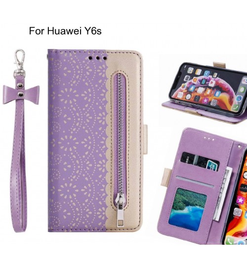 Huawei Y6s Case Multifunctional Wallet Case - Purple
