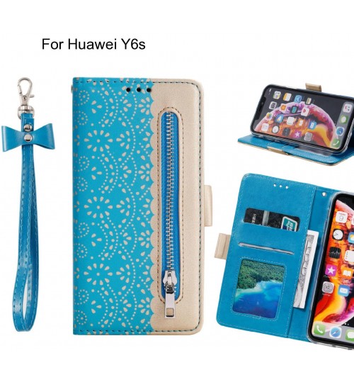 Huawei Y6s Case Multifunctional Wallet Case - Blue