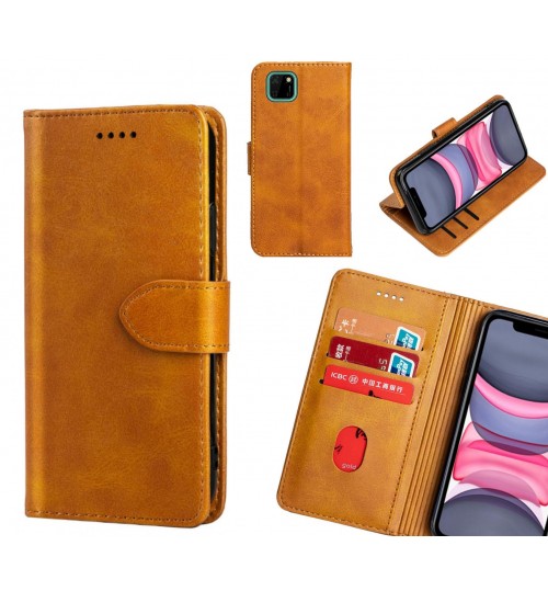 Huawei Y5p Case Premium Leather Id Wallet Case - Brown