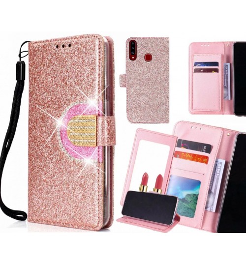 Samsung Galaxy A20s Case Glaring Wallet Leather Case With Mirror