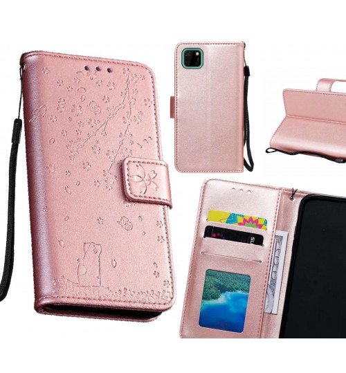 Huawei Y5p Case Embossed Wallet Leather Case - Rose Gold