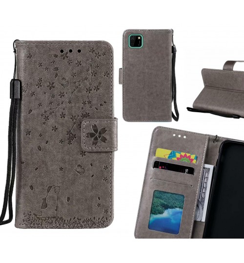 Huawei Y5p Case Embossed Wallet Leather Case - Grey