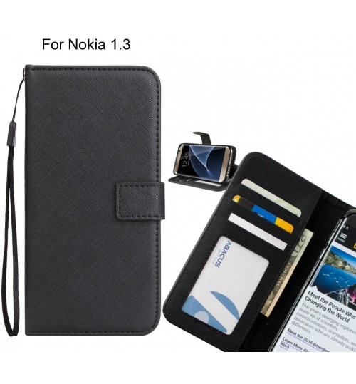 Nokia 1.3 Case Wallet Leather Id Card Case - 十字纹黑色