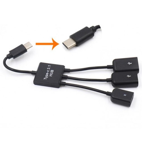 3 in 1 Type C OTG Hub Adapter Cable 3 Port