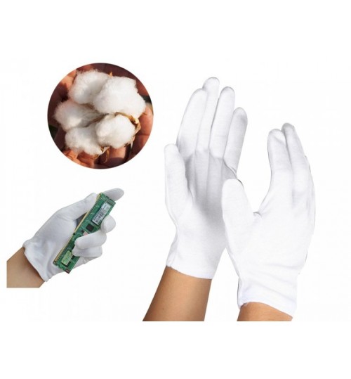 12 Pairs White Cotton Gloves