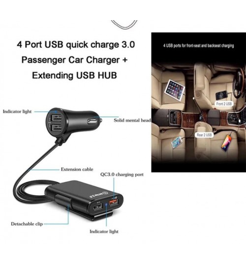 4 Ports USB Car Charger QC3.0 Quick Charging USB Adapter online at Geek  Store NZ