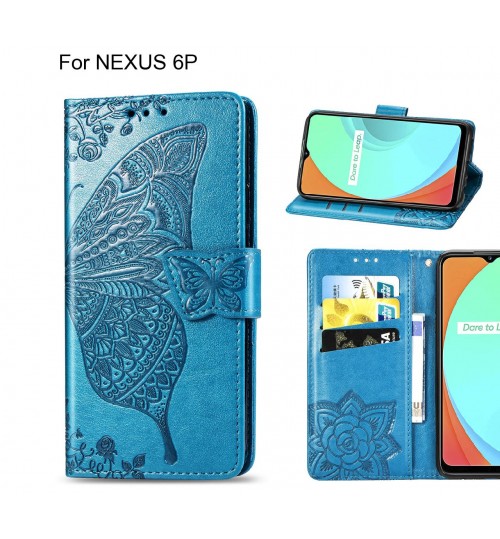 NEXUS 6P case Embossed Butterfly Wallet Leather Case