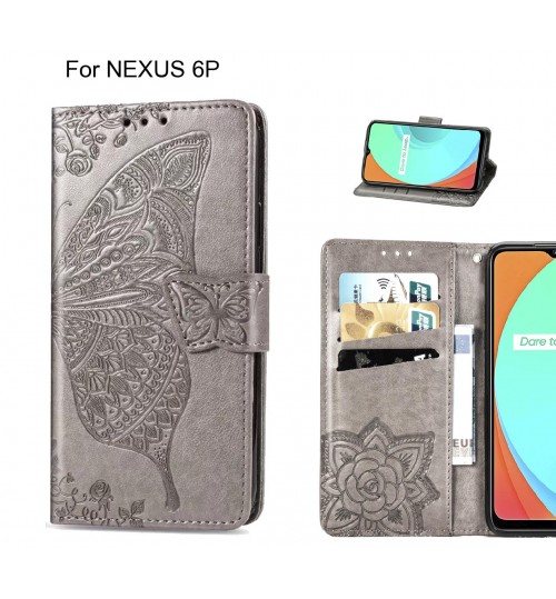 NEXUS 6P case Embossed Butterfly Wallet Leather Case
