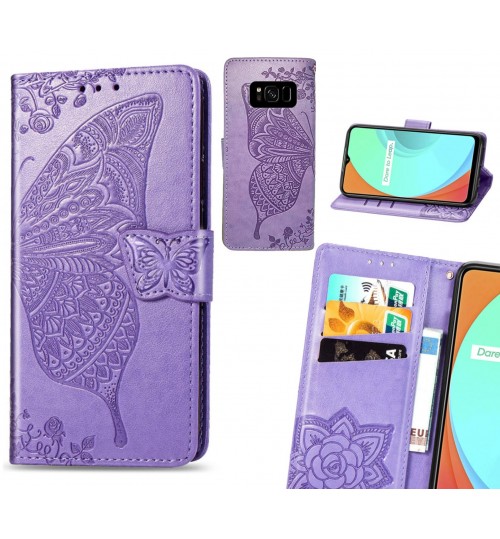 Galaxy S8 case Embossed Butterfly Wallet Leather Case