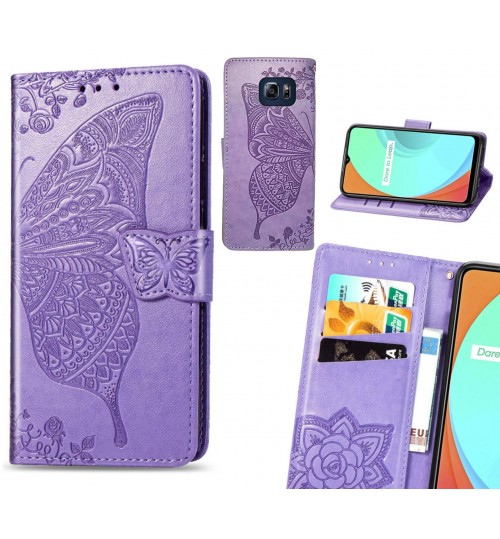 S6 Edge Plus case Embossed Butterfly Wallet Leather Case