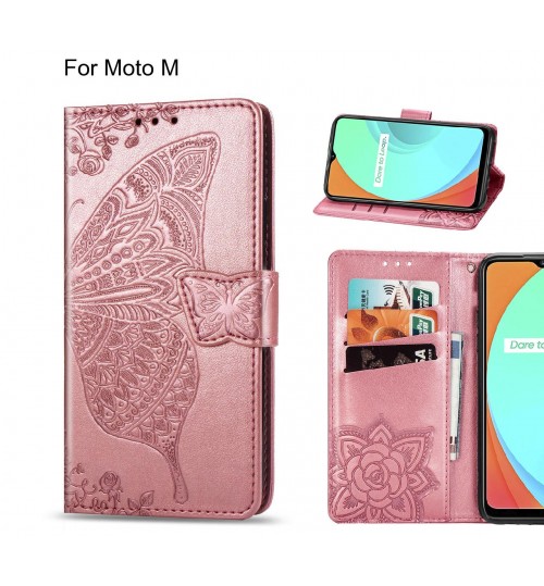 Moto M case Embossed Butterfly Wallet Leather Case