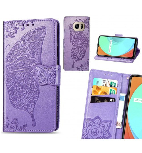 Galaxy S7 case Embossed Butterfly Wallet Leather Case