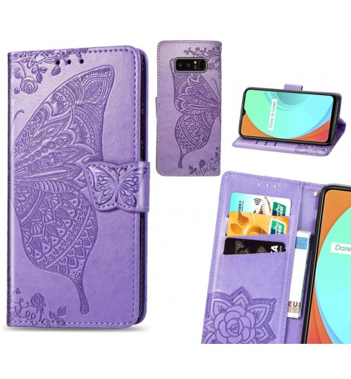 Galaxy Note 8 case Embossed Butterfly Wallet Leather Case