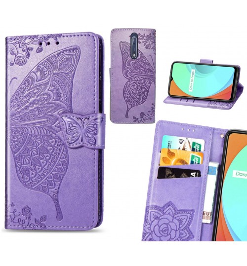 NOKIA 8 case Embossed Butterfly Wallet Leather Case
