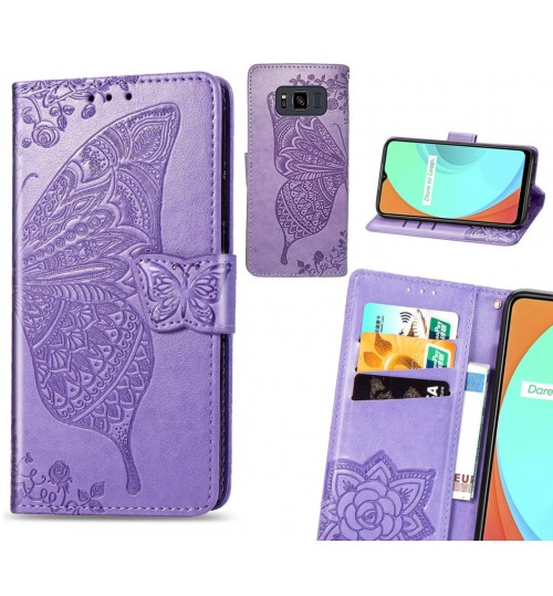 Galaxy S8 Active case Embossed Butterfly Wallet Leather Case