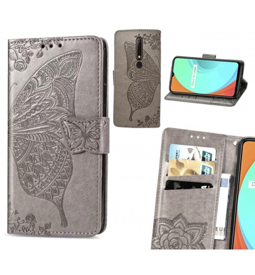 Nokia 6.1 case Embossed Butterfly Wallet Leather Case