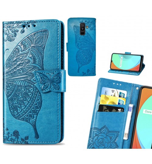 Galaxy A6 PLUS 2018 case Embossed Butterfly Wallet Leather Case