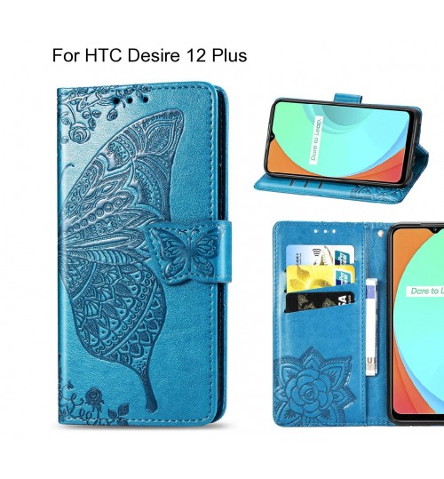 HTC Desire 12 Plus case Embossed Butterfly Wallet Leather Case