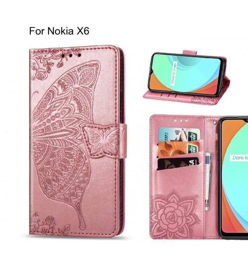 Nokia X6 case Embossed Butterfly Wallet Leather Case