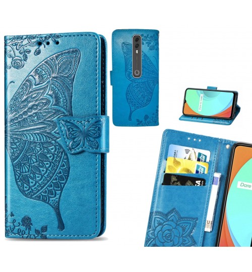 Vodafone V10 case Embossed Butterfly Wallet Leather Case