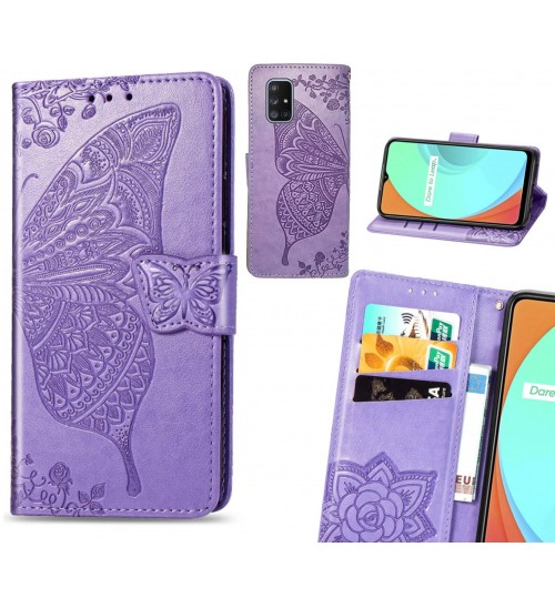 Galaxy A71 case Embossed Butterfly Wallet Leather Case