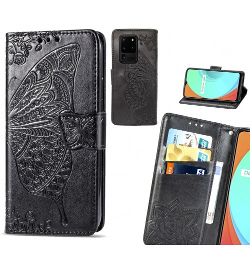 Galaxy S20 Ultra case Embossed Butterfly Wallet Leather Case