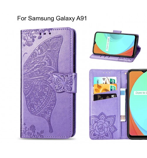 Samsung Galaxy A91 case Embossed Butterfly Wallet Leather Case