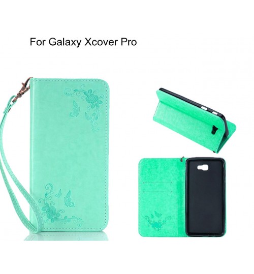 Galaxy Xcover Pro CASE Premium Leather Embossing wallet Folio case