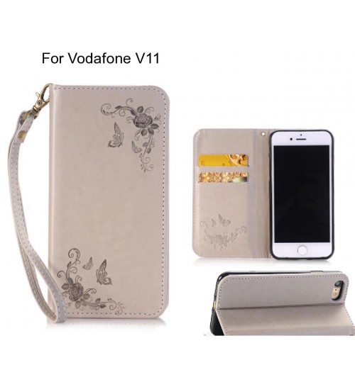 Vodafone V11 CASE Premium Leather Embossing wallet Folio case