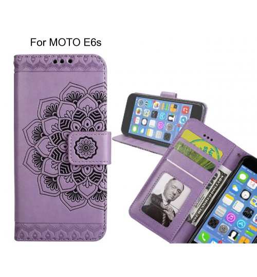 MOTO E6s Case mandala embossed leather wallet case