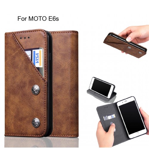 MOTO E6s Case ultra slim retro leather wallet case